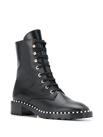 Stuart Weitzman Lace-up Studded Boots In Black