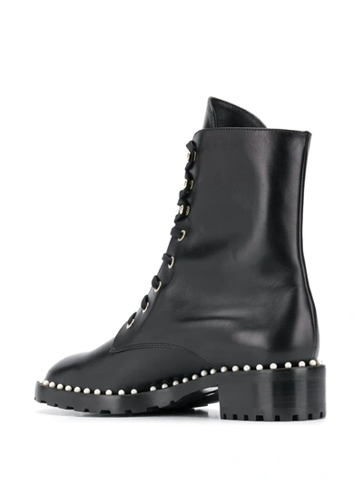 Stuart Weitzman Lace-up Studded Boots In Black