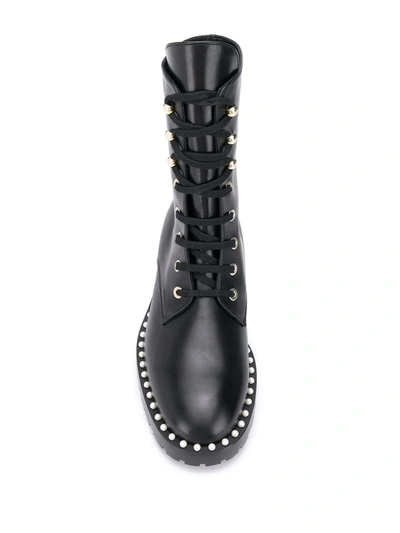 Stuart Weitzman Lace-up Studded Boots In Black