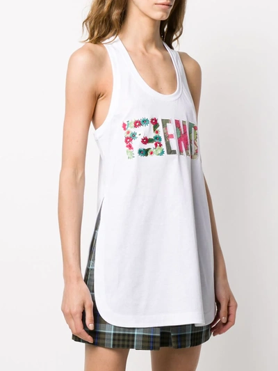 Shop Fendi Embroidered Ff Motif Tank Top In White