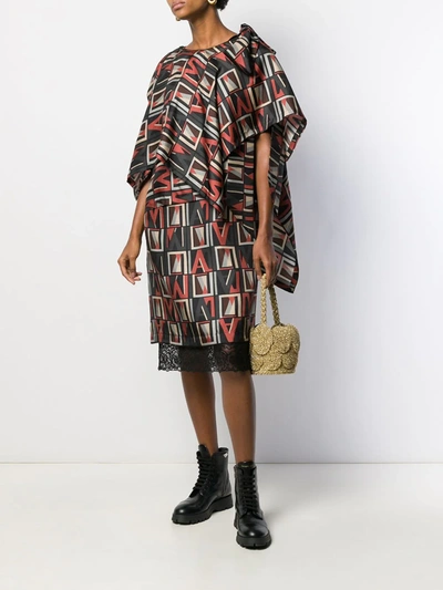 Shop Antonio Marras Asymmetric Printed Dress In Black