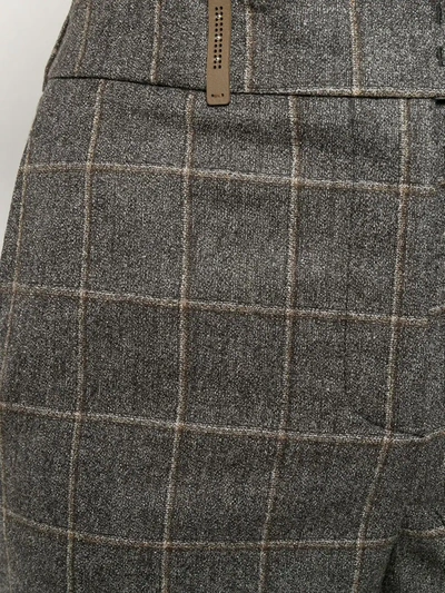 Peserico Checked Wide-leg Trousers In Grey