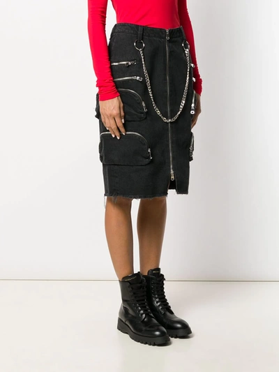 Shop Faith Connexion Chain Detail Denim Skirt In Black