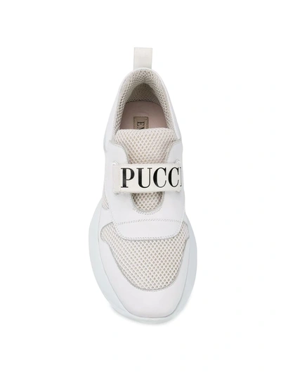 Shop Emilio Pucci Touch-strap Panelled Sneakers In White