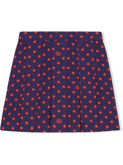 Shop Gucci Polka-dot Printed Skirt In Blue