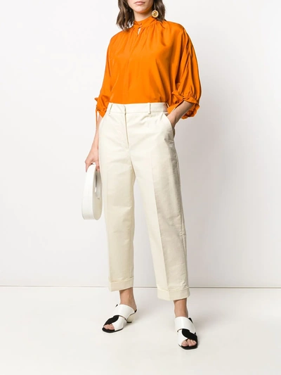 Shop Christian Wijnants Front Pleated Cropped Trousers In Neutrals