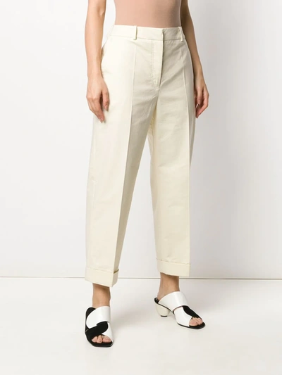 Shop Christian Wijnants Front Pleated Cropped Trousers In Neutrals