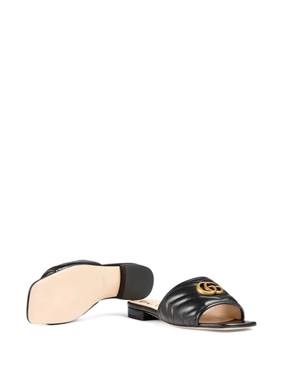 Shop Gucci Marmont Double G Slides In Black