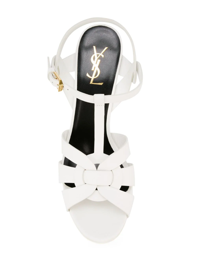 Shop Saint Laurent Tribute 75mm Sandals In White