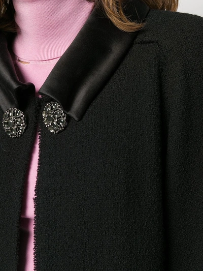 Pre-owned Chanel Buttoned Collared Midi Coat In Black