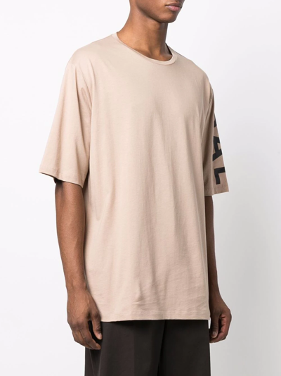 Balmain Logo-print Sleeve T-shirt In Nude