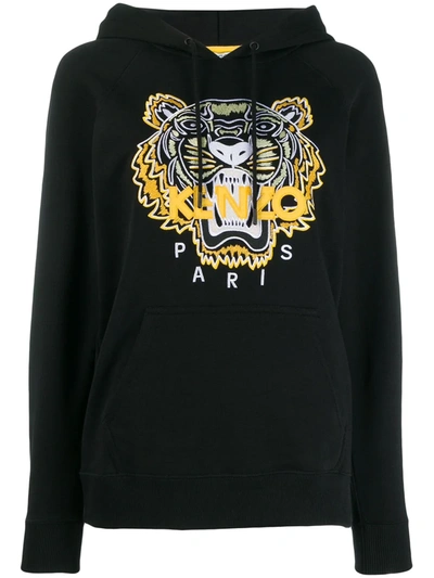 Shop Kenzo Embroidered Tiger Hoodie In Black