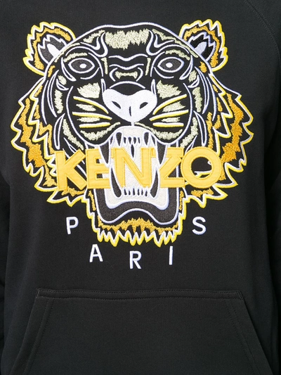 Shop Kenzo Embroidered Tiger Hoodie In Black