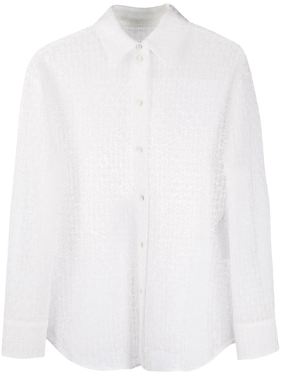 Shop Jil Sander Crochet-lace Point-collar Shirt In White
