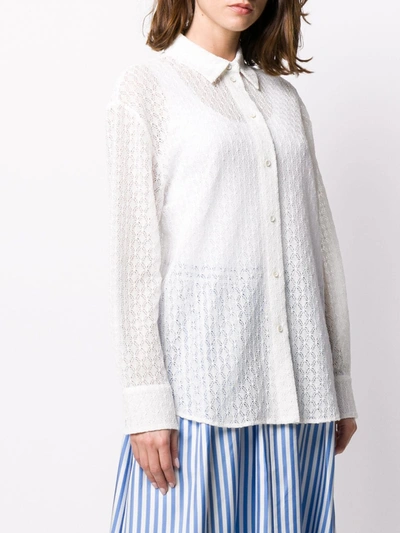 Shop Jil Sander Crochet-lace Point-collar Shirt In White