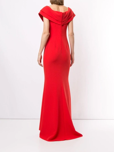 Shop Safiyaa London Madison Off-the-shoulder Gown In Orange