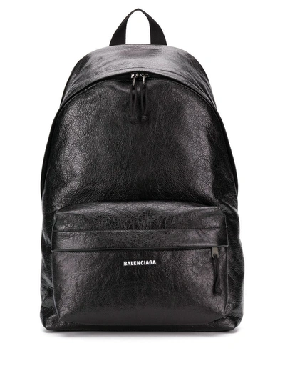 Shop Balenciaga Explorer Logo-appliqué Backpack In Black
