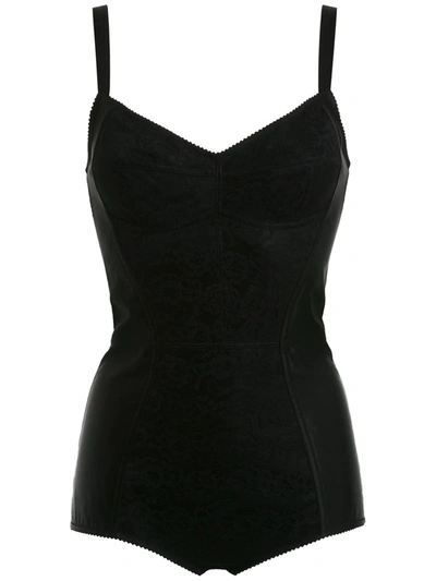 Shop Dolce & Gabbana Lace Panelled Bodysuit In Black