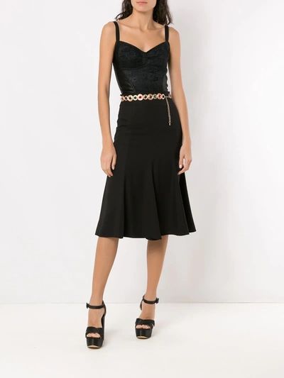 Shop Dolce & Gabbana Lace Panelled Bodysuit In Black