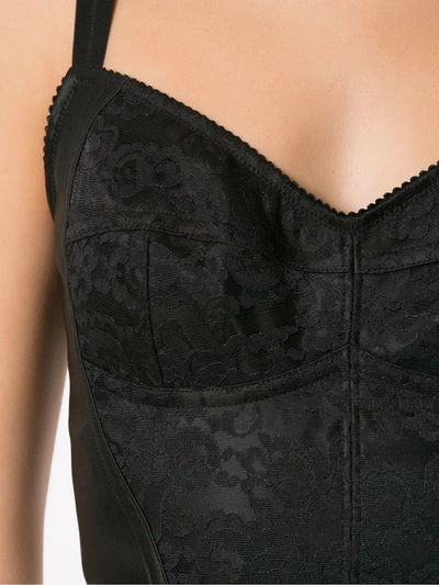 Shop Dolce & Gabbana Lace Panelled Bodysuit In Black