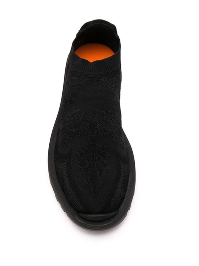 Shop Etro Paisley Piqué Sneakers In Black