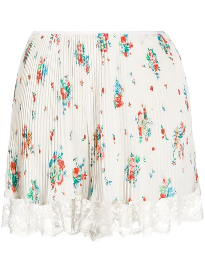 Shop Rabanne Floral Pleated Skirt In Neutrals