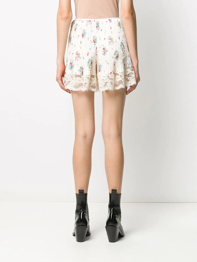 Shop Paco Rabanne Floral Pleated Skirt In Neutrals