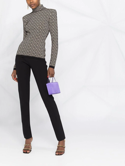 Balmain Monogram Jacquard Sweater In Black