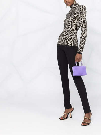 Balmain Monogram Jacquard Sweater In Black