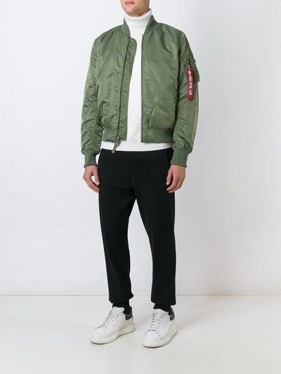 Alpha Industries Ma-1 Vf 59 Long Bomber Jacket Dark Green Nylon Bomber Jacket In Green