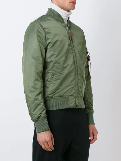 Alpha Industries Ma-1 Vf 59 Long Bomber Jacket Dark Green Nylon Bomber Jacket In Green