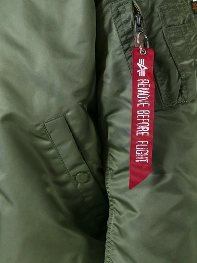 Alpha Industries Ma-1 Vf 59 Long Bomber Jacket Dark Green Nylon Bomber Jacket In Green