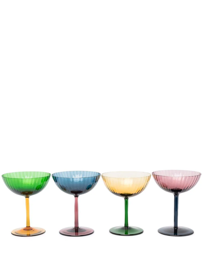 Shop La Doublej Set Of 4 Champagne Cups In Blue