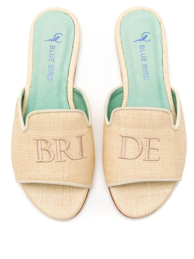 Shop Blue Bird Shoes Straw Bride Flats In White
