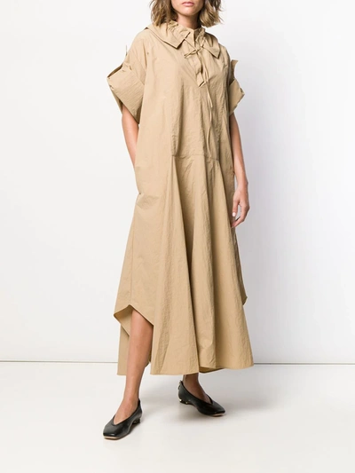 Shop Jil Sander Ruffle Collar Dress In Brown