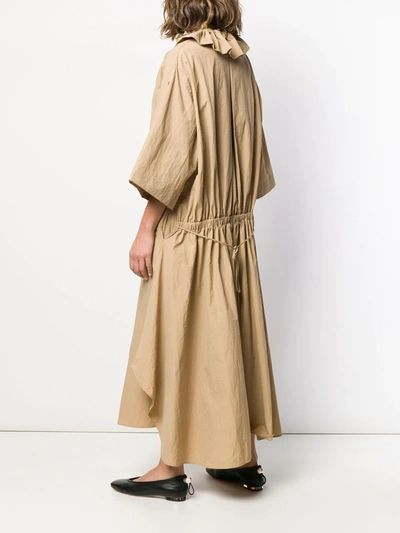 Shop Jil Sander Ruffle Collar Dress In Brown
