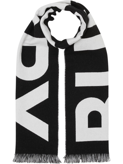 Shop Burberry Logo Jacquard Scarf In Black