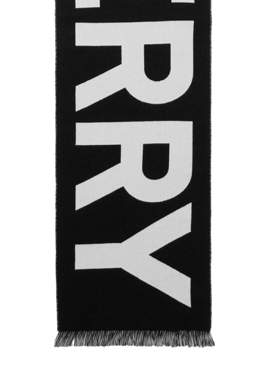 Shop Burberry Logo Jacquard Scarf In Black