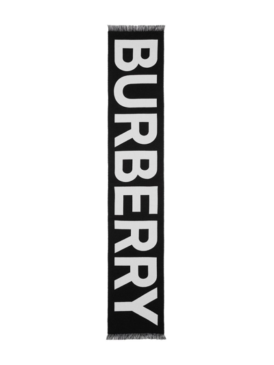 Shop Burberry Logo Jacquard Scarf In Black