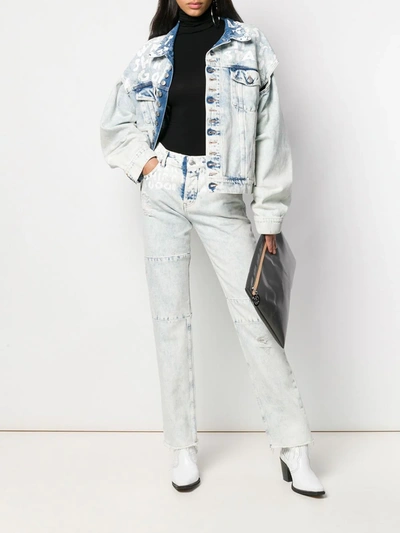 Shop Mm6 Maison Margiela Panelled Straight-leg Jeans In Blue