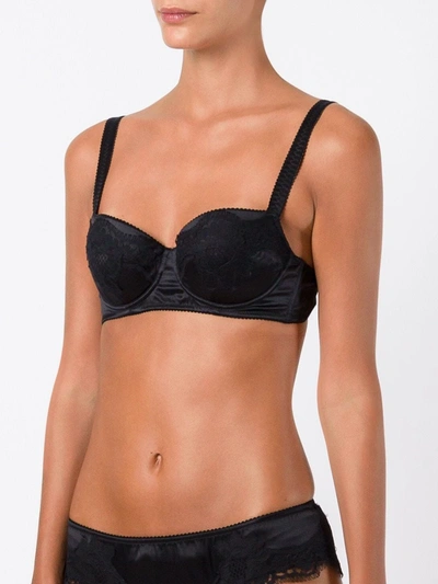 Shop Dolce & Gabbana Lace Balconette Bra In Black