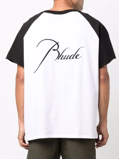 Shop Rhude Two-tone Short-sleeved T-shirt In White