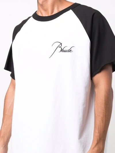 Shop Rhude Two-tone Short-sleeved T-shirt In White