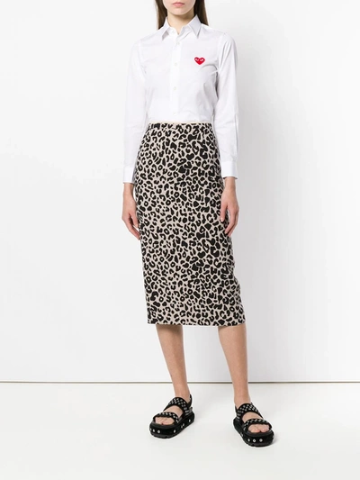 Comme Des Garçons Play Womens White Heart-embroidered Cotton Shirt L In White