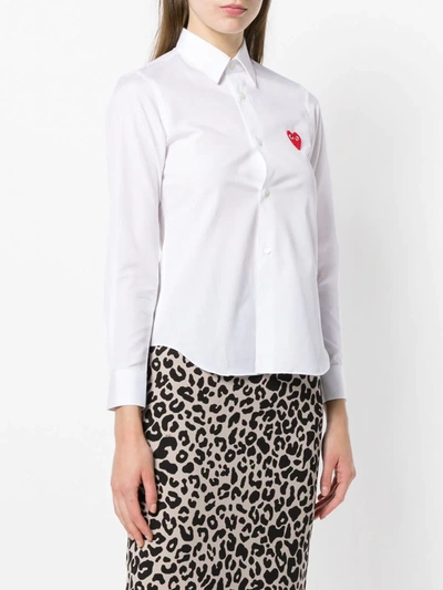Comme Des Garçons Play Womens White Heart-embroidered Cotton Shirt L In White