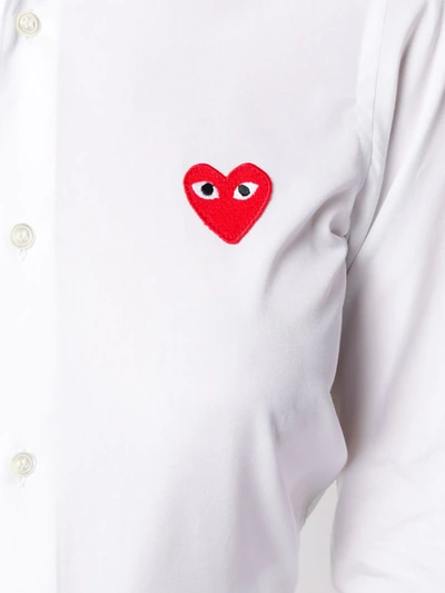 Shop Comme Des Garçons Play Embroidered Heart Shirt In White