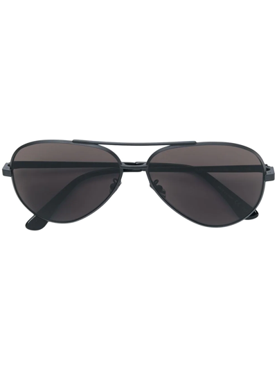 Shop Saint Laurent Pilot-frame Sunglasses In Black