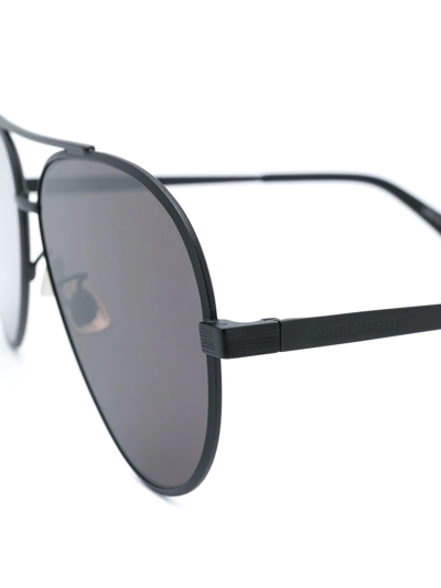 Shop Saint Laurent Pilot-frame Sunglasses In Black