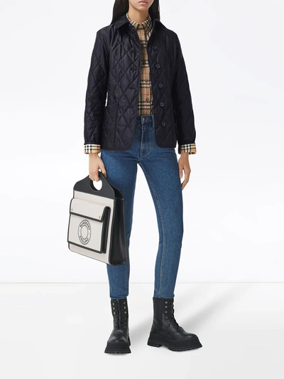 Shop Burberry Diamond-quilted Jacket In Blue
