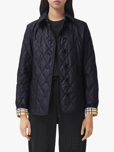 Shop Burberry Diamond-quilted Jacket In Blue